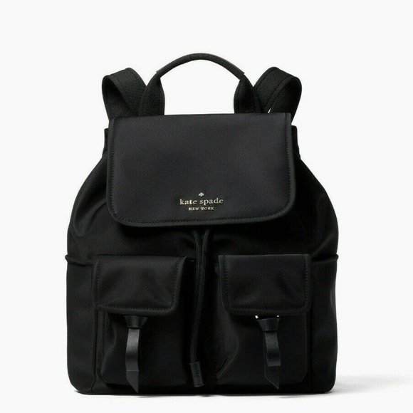 Kate Spade Carley Flap Nylon Backpack, Black